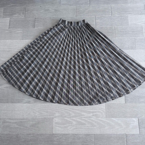 The Row Plaid Wool A-Line Midi Skirt S High Waist Pleated Quiet Luxury Academia - Picture 11 of 16